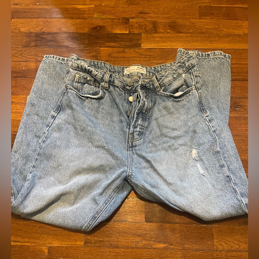 Stradivarius Button-Fly Mom Jean